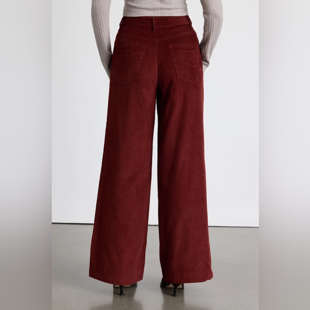 NWT Lulus Luelia Rust Brown Corduroy High-Rise Wide-Leg Pants Size Small - Picture 5 of 6